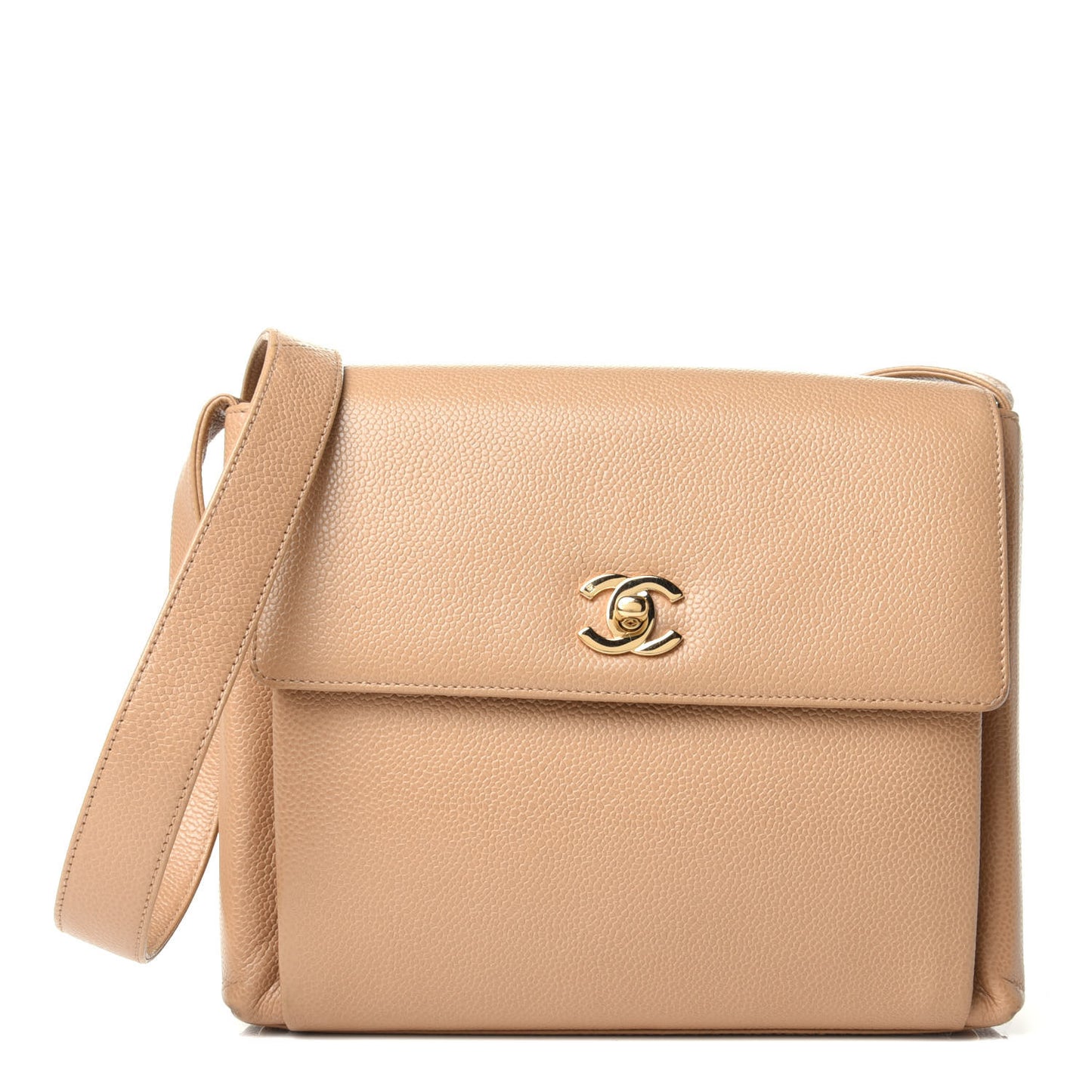 Caviar Flap Shoulder Bag Beige