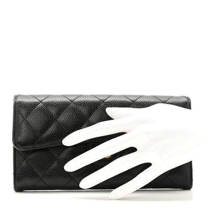 Chanel Caviar Quilted Large Gusset Flap Wallet Black 4 of 26