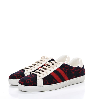 Gucci Covered Wool Big GG Monogram Mens Sneakers 10 Blue Red Mystic White 3 of 8