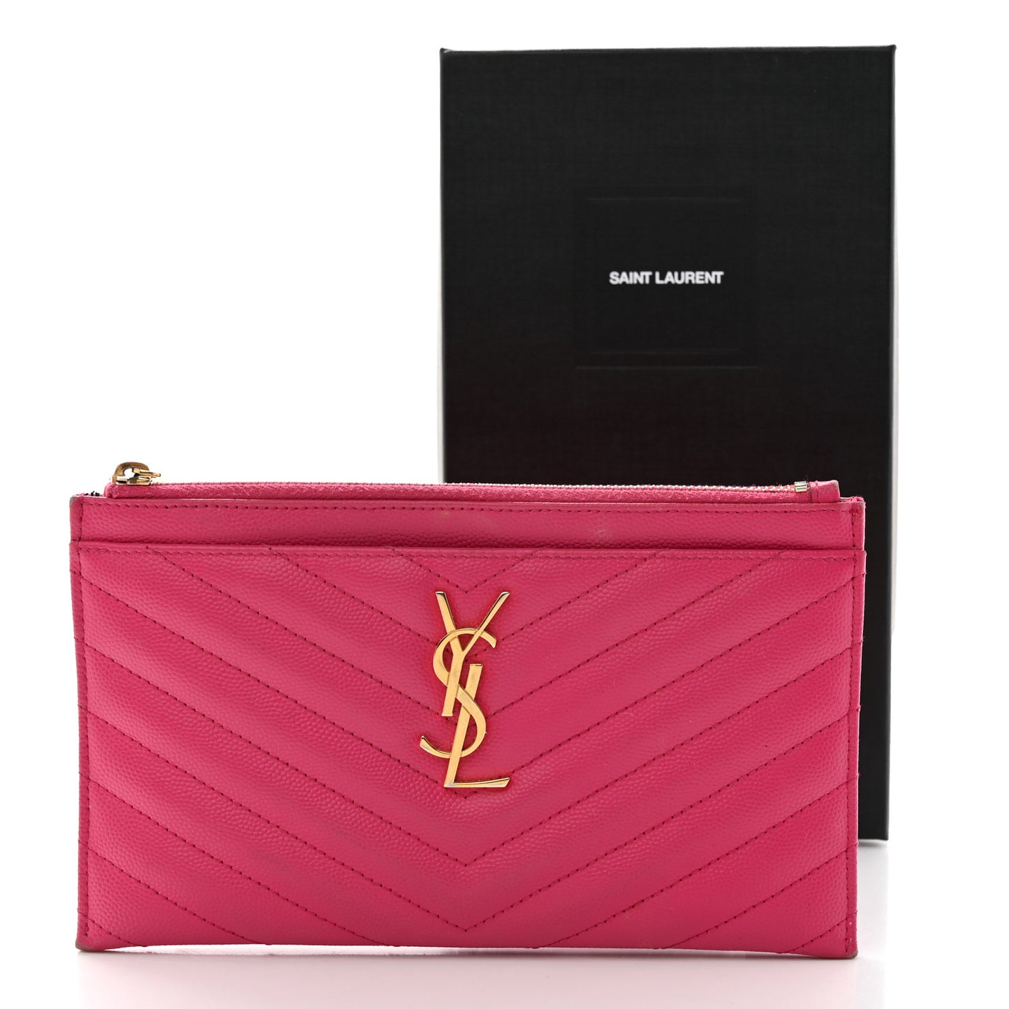 Grain De Poudre Chevron Monogram Bill Pouch Fresh Fuxia