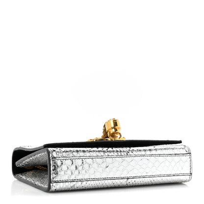 Saint Laurent Metallic Snakeskin Small Classic Monogram Kate Tassel Satchel Silver 3 of 12