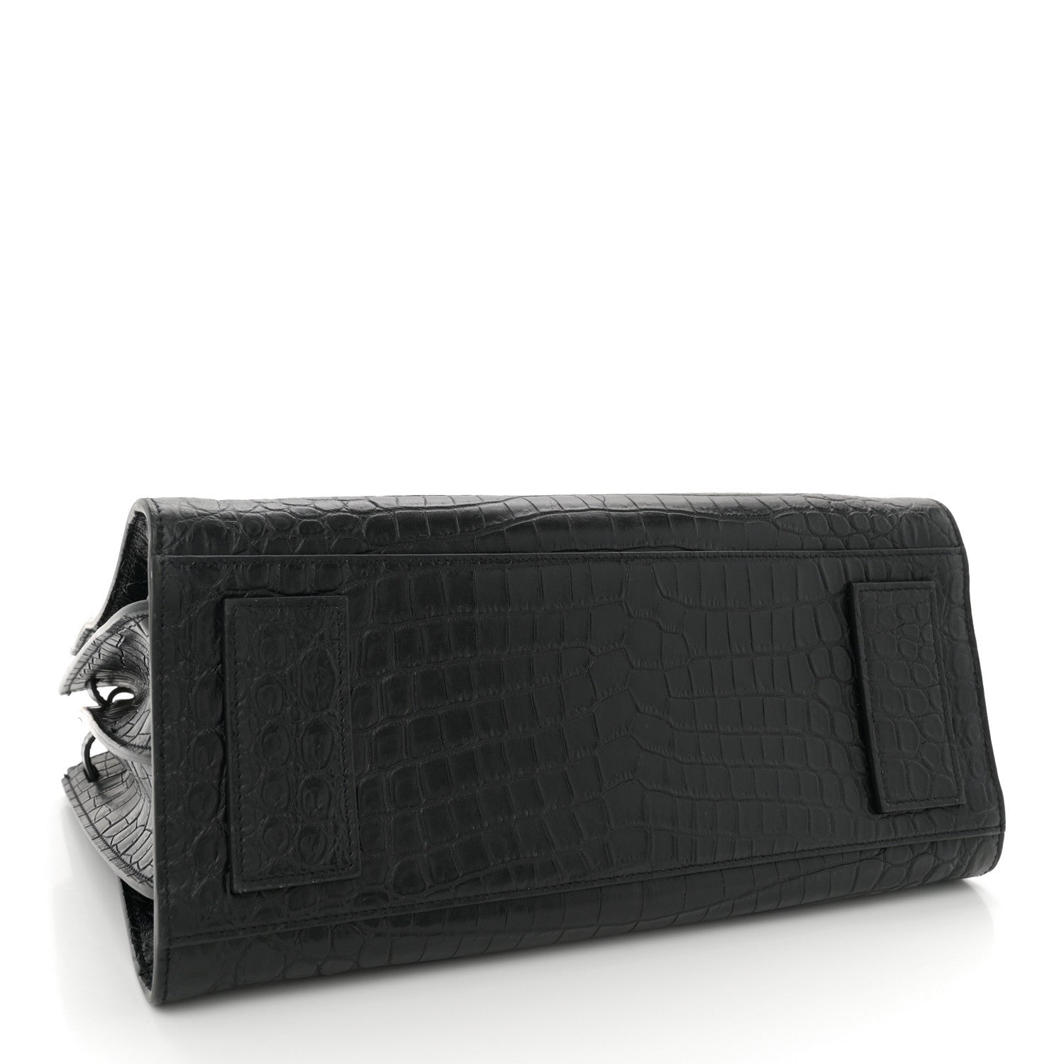 Saint Laurent Calfskin Crocodile Embossed Small Supple Sac de Jour Black 4 of 11