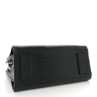 Saint Laurent Calfskin Crocodile Embossed Small Supple Sac de Jour Black 4 of 11