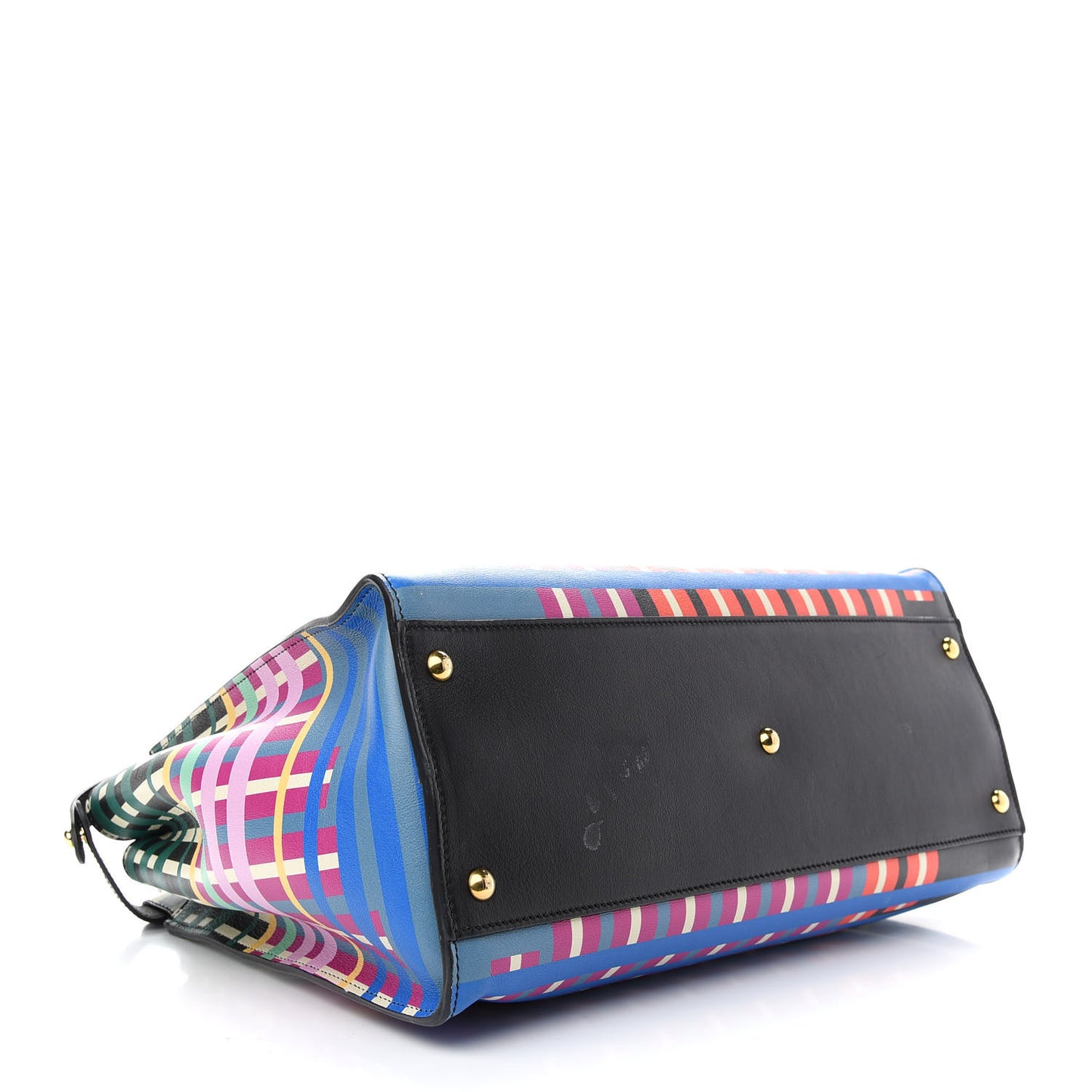 Vitello Seta Digital Print Large Peekaboo Iconic Satchel Multicolor Black