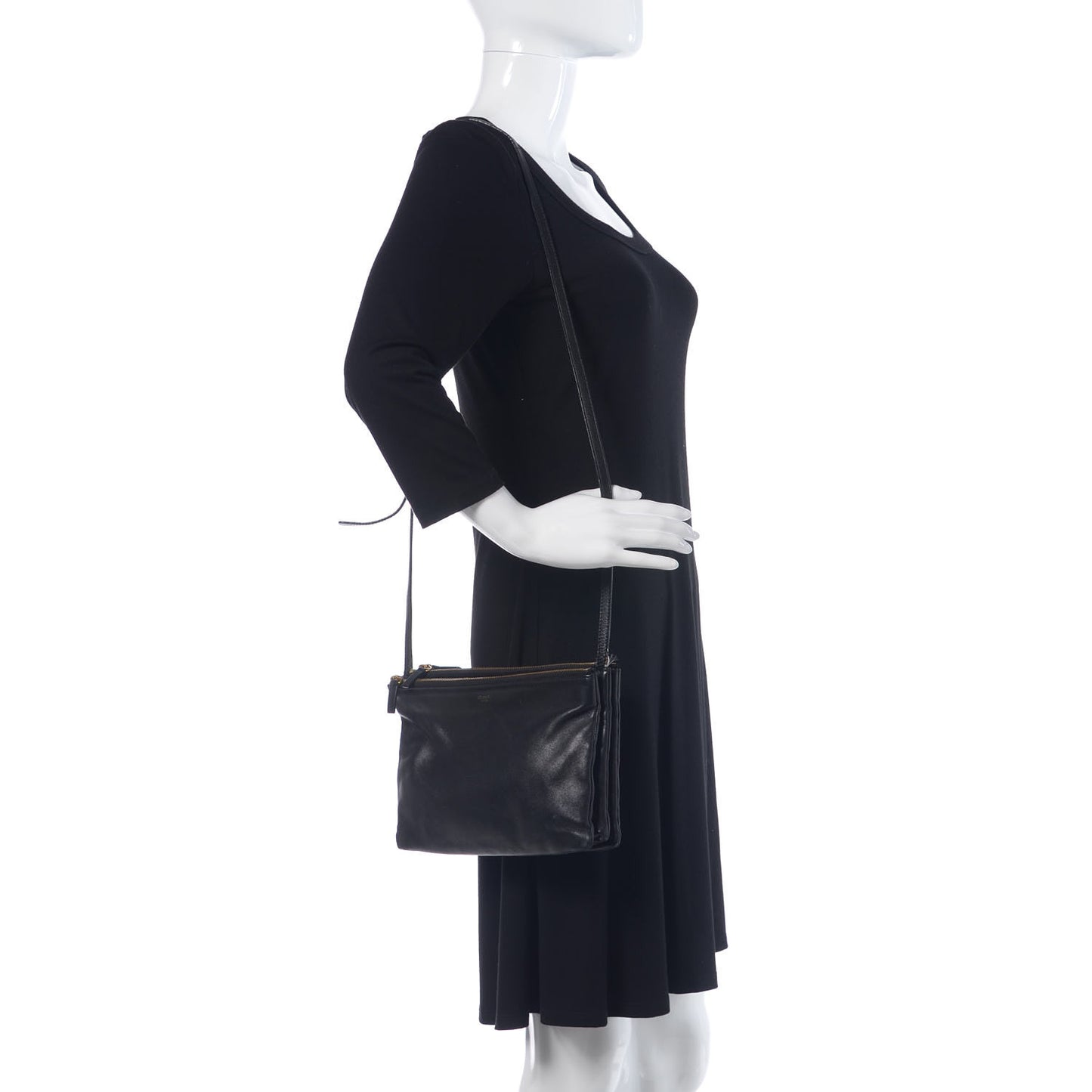 Lambskin Small Trio Crossbody Bag Black