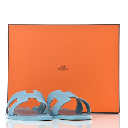 Hermes Epsom Oran Sandals 37.5 Bleu Littoral 8 of 8