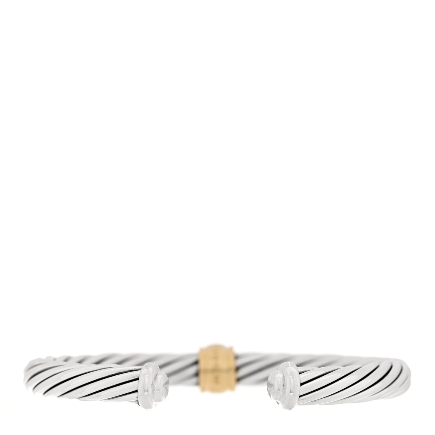 Sterling Silver 18K Yellow Gold Diamond 7mm Cable Classics Station Bracelet
