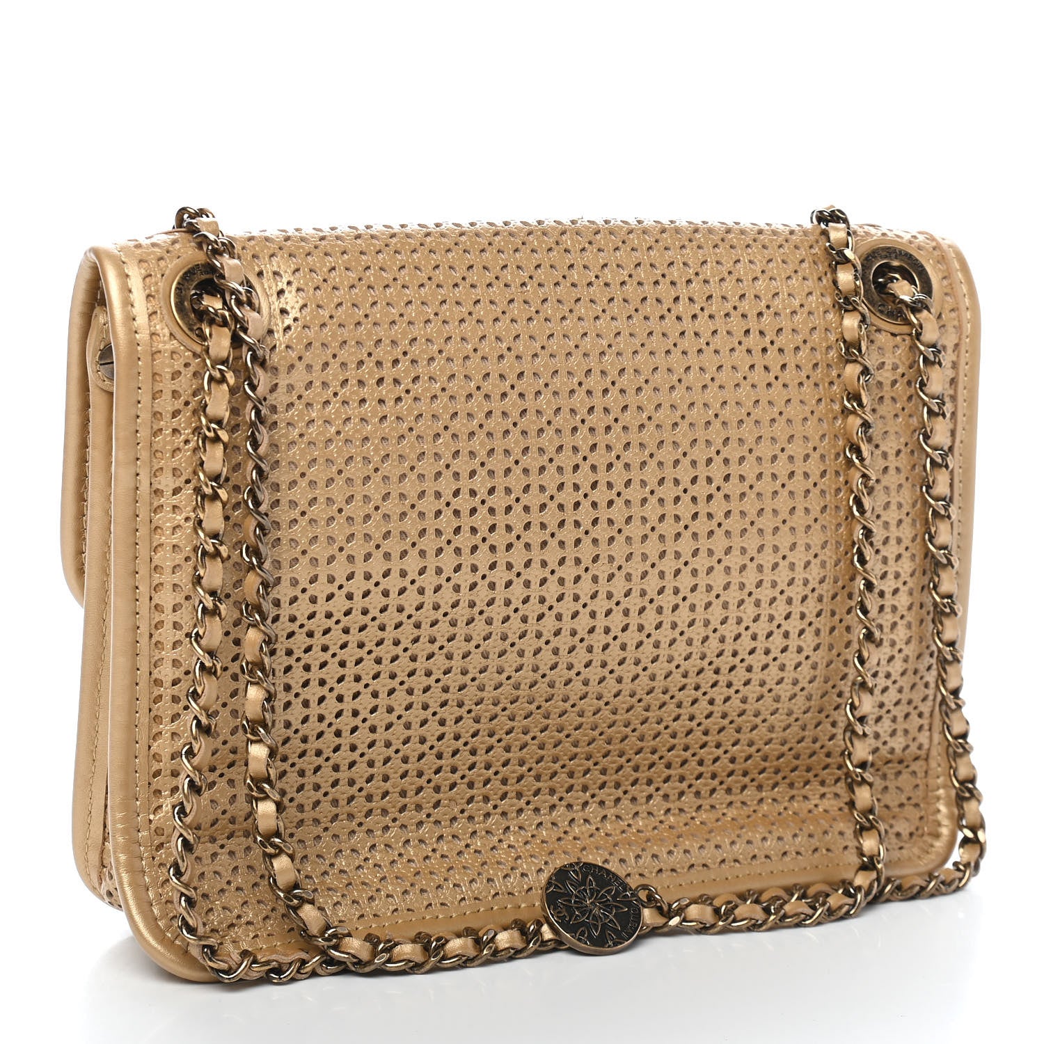 Chanel Metallic Perforated Calfskin Small Up In The Air Flap Gold 3 of 9