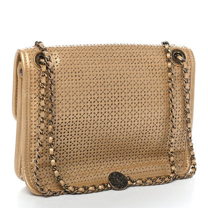 Chanel Metallic Perforated Calfskin Small Up In The Air Flap Gold 3 of 9
