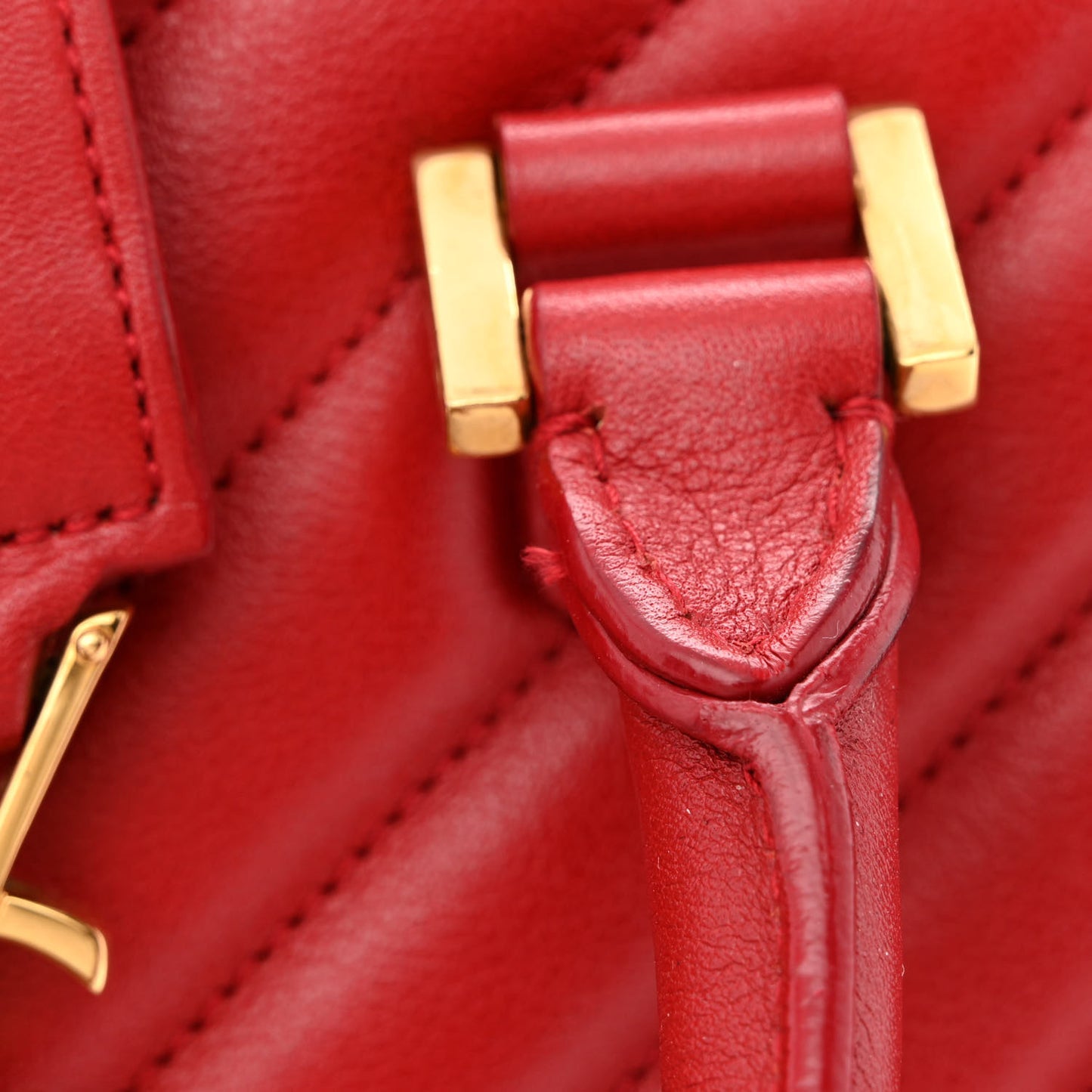 Calfskin Matelasse Chevron Small Monogram Cabas Lipstick Red
