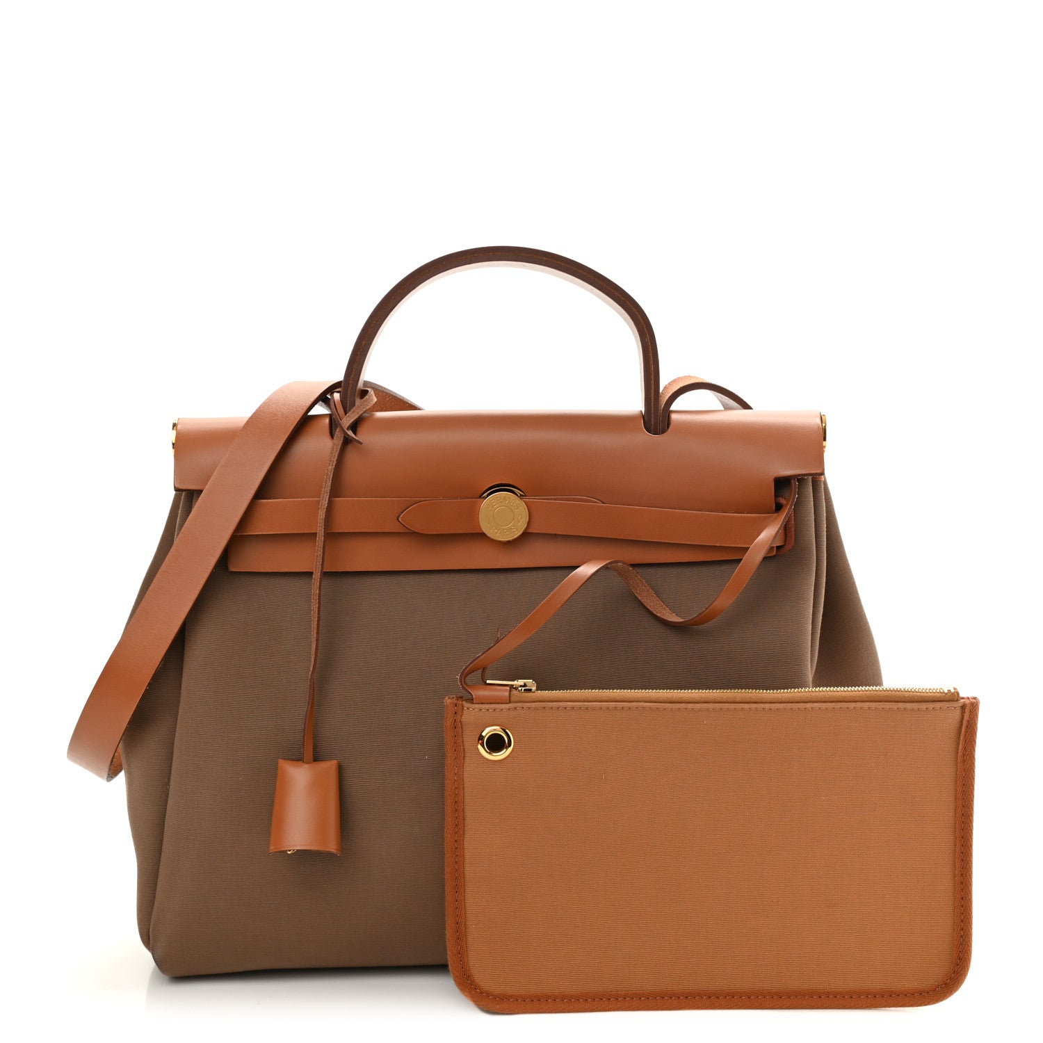 Hermes Vache Hunter Toile Herbag Zip 31 PM Etoupe Dune Fauve 1 of 12
