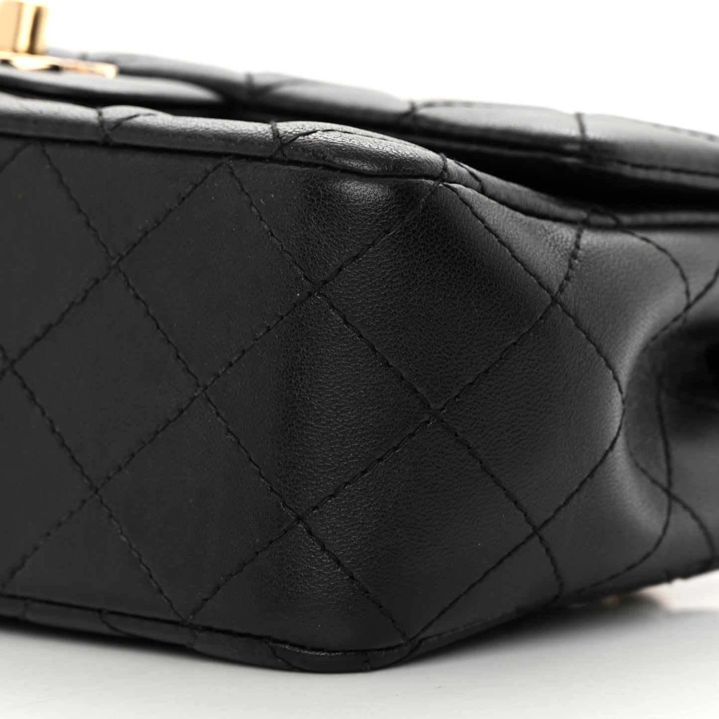 Lambskin Quilted Mini Rectangular Flap Black