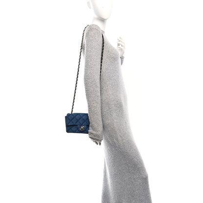 Chanel Printed Denim Quilted Mini Rectangular Flap Dark Blue 2 of 10