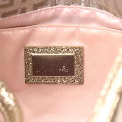 Fendi Metallic Jacquard Zucchino Suede Mini Mama Baguette Peltro Argento Sabbia 5 of 9