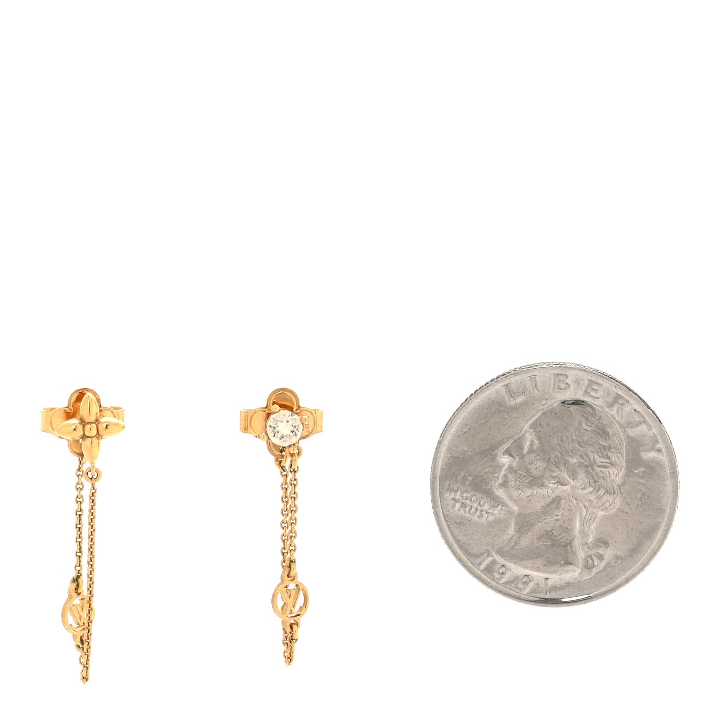 Metal Crystal Petit Louis Earrings Gold