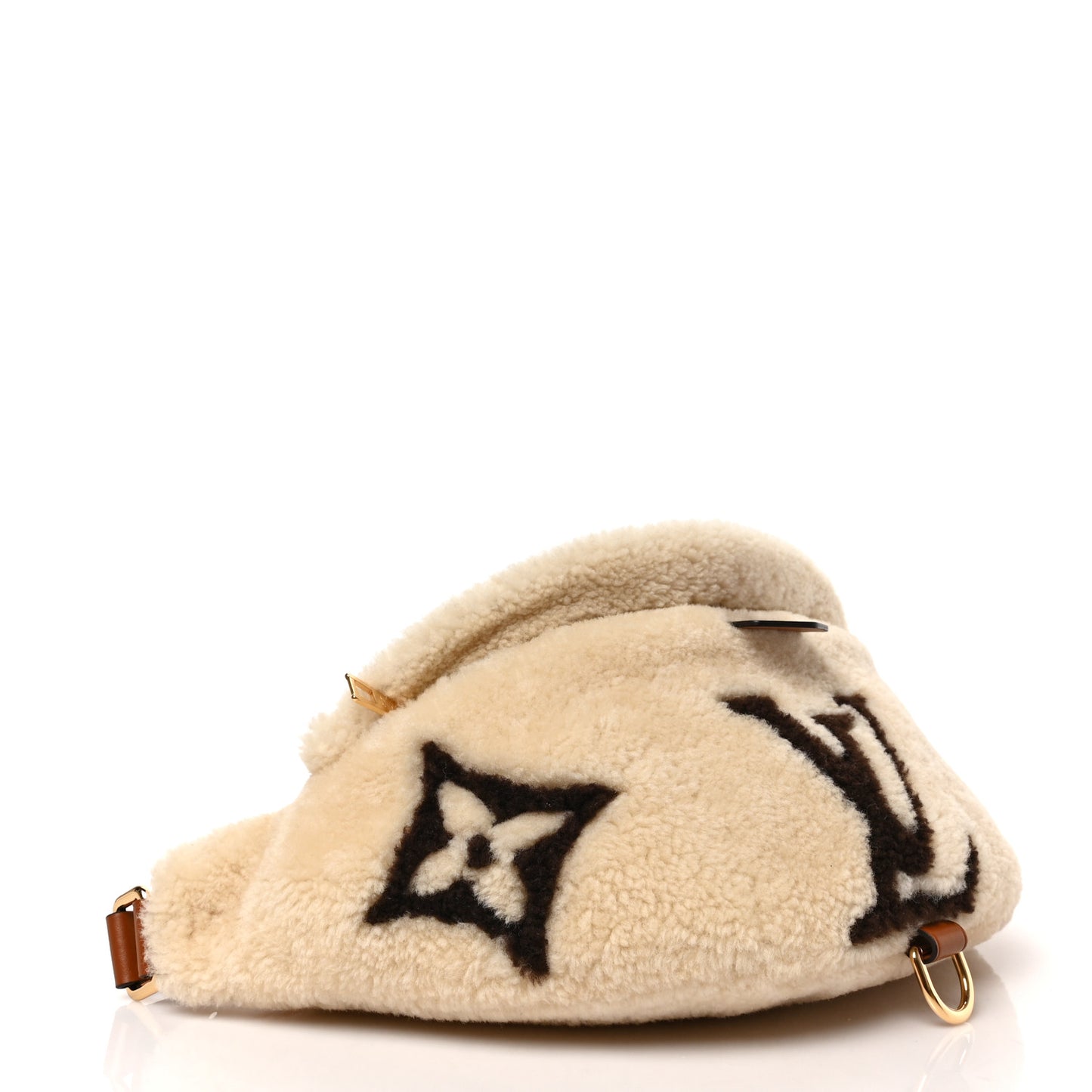 Shearling Monogram LV Ski Bumbag Cream Brown