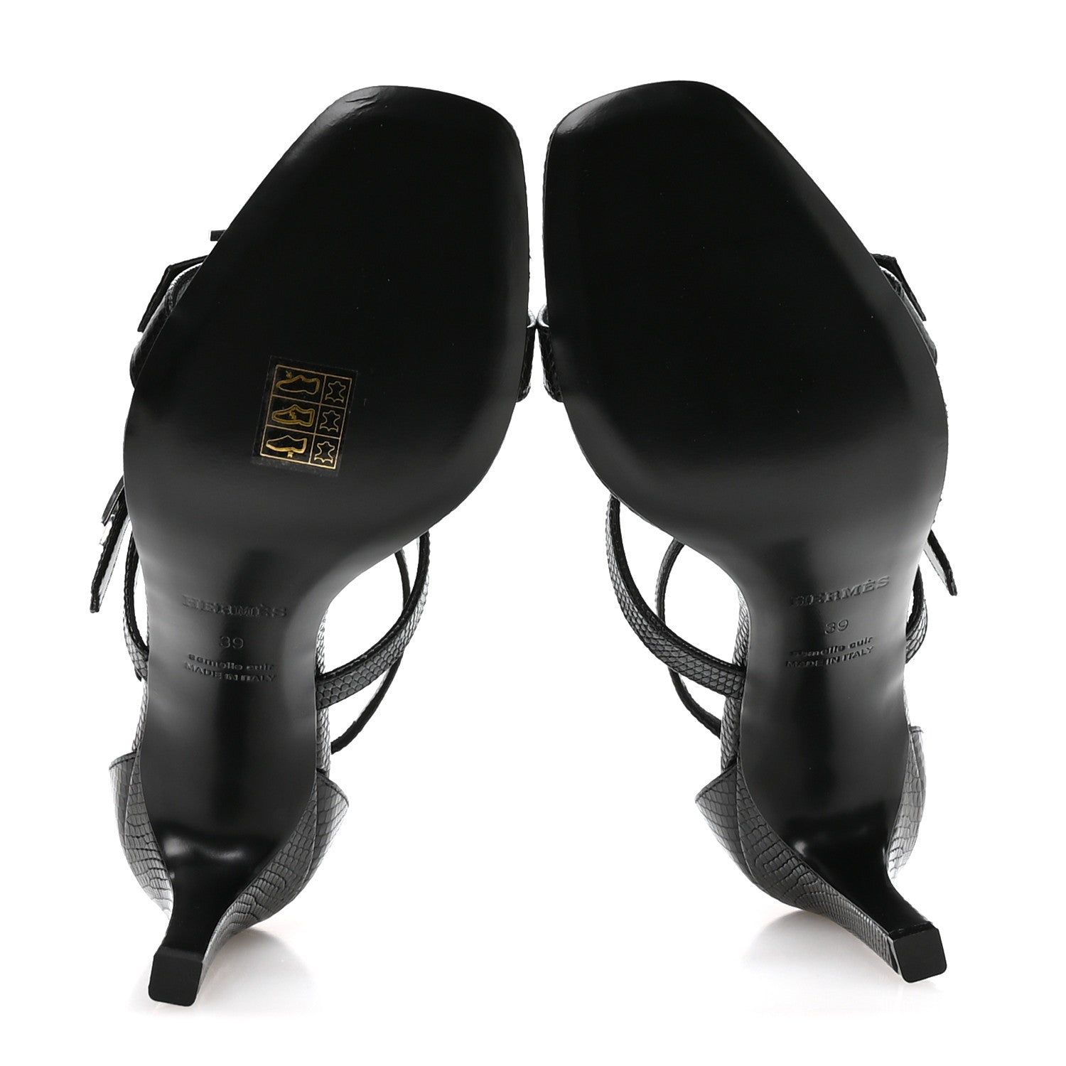 Hermes Lizard Premiere 90 Sandals 39 Black 5 of 9