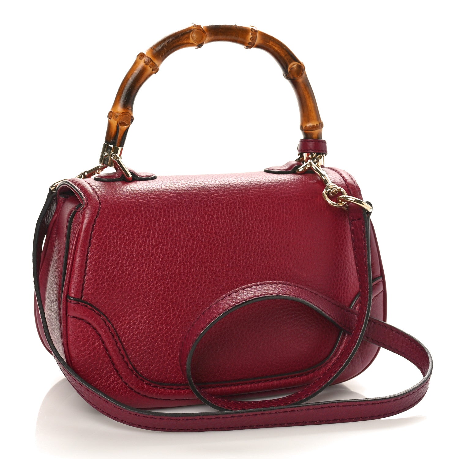 Gucci Calfskin Small New Bamboo Top Handle Bag Red 3 of 10