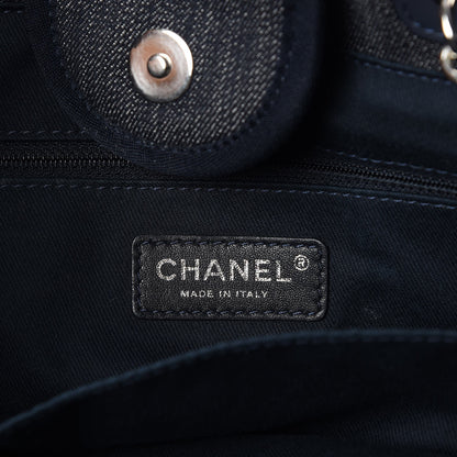 Chanel Denim Large Deauville Tote Dark Blue 6 of 7