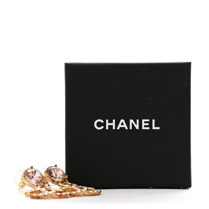 Chanel Glass Crystal CC Chain Drop Earrings Pink Gold 5 of 5