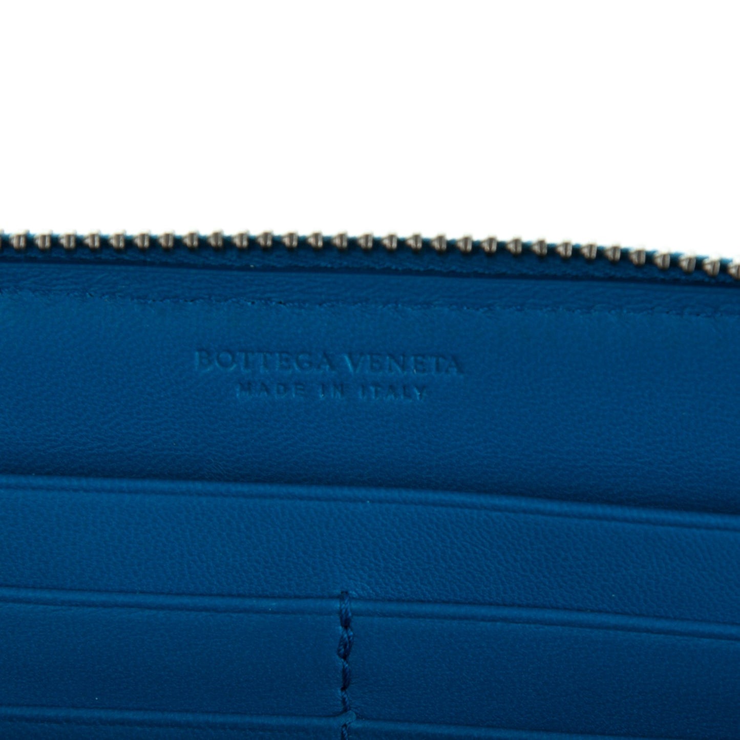 Nappa Intrecciato Zip Around Wallet Blue
