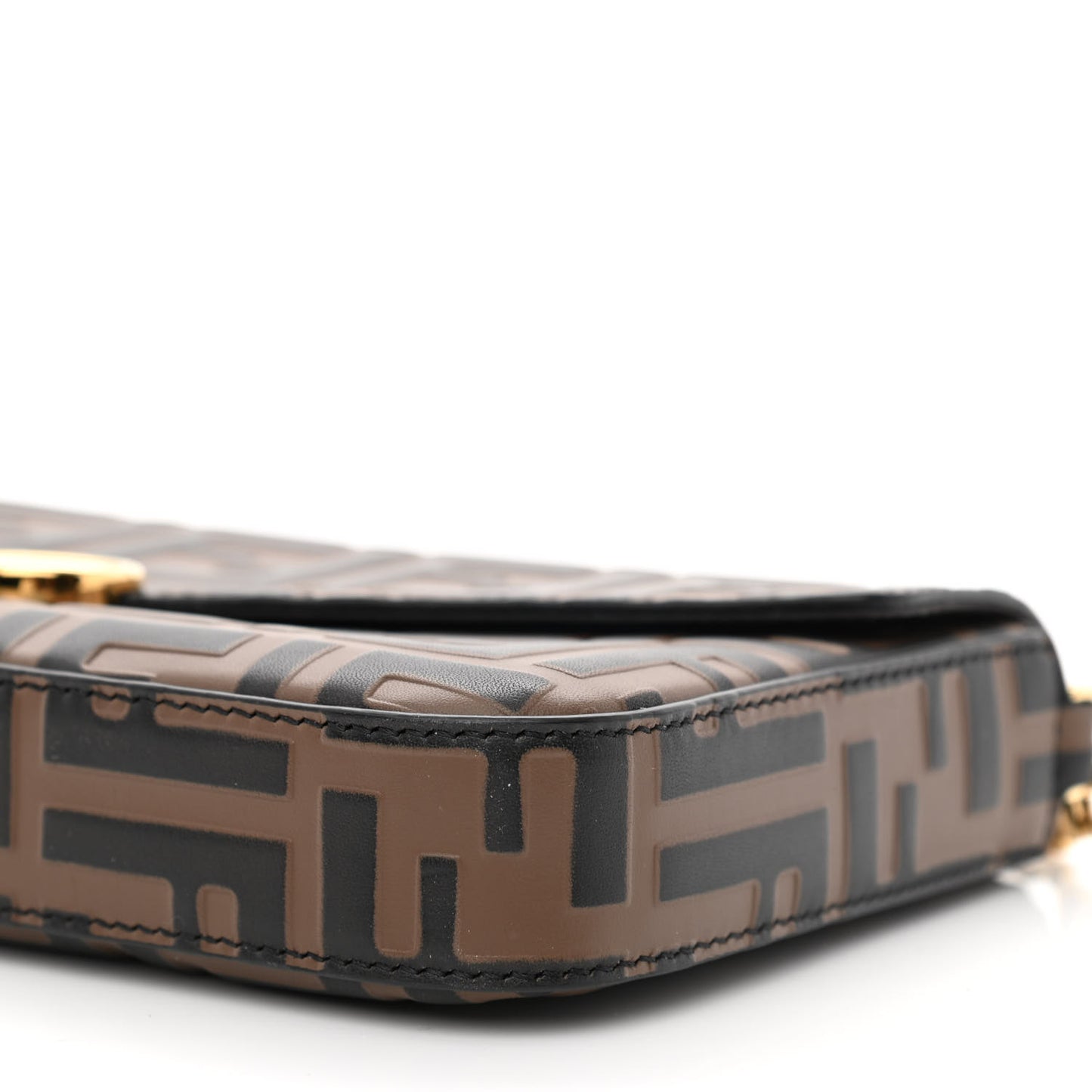 Vitello Soft F is Fendi Bi-Color FF 1974 Embossed Envelope Wallet On Chain with Pouches Maya Black