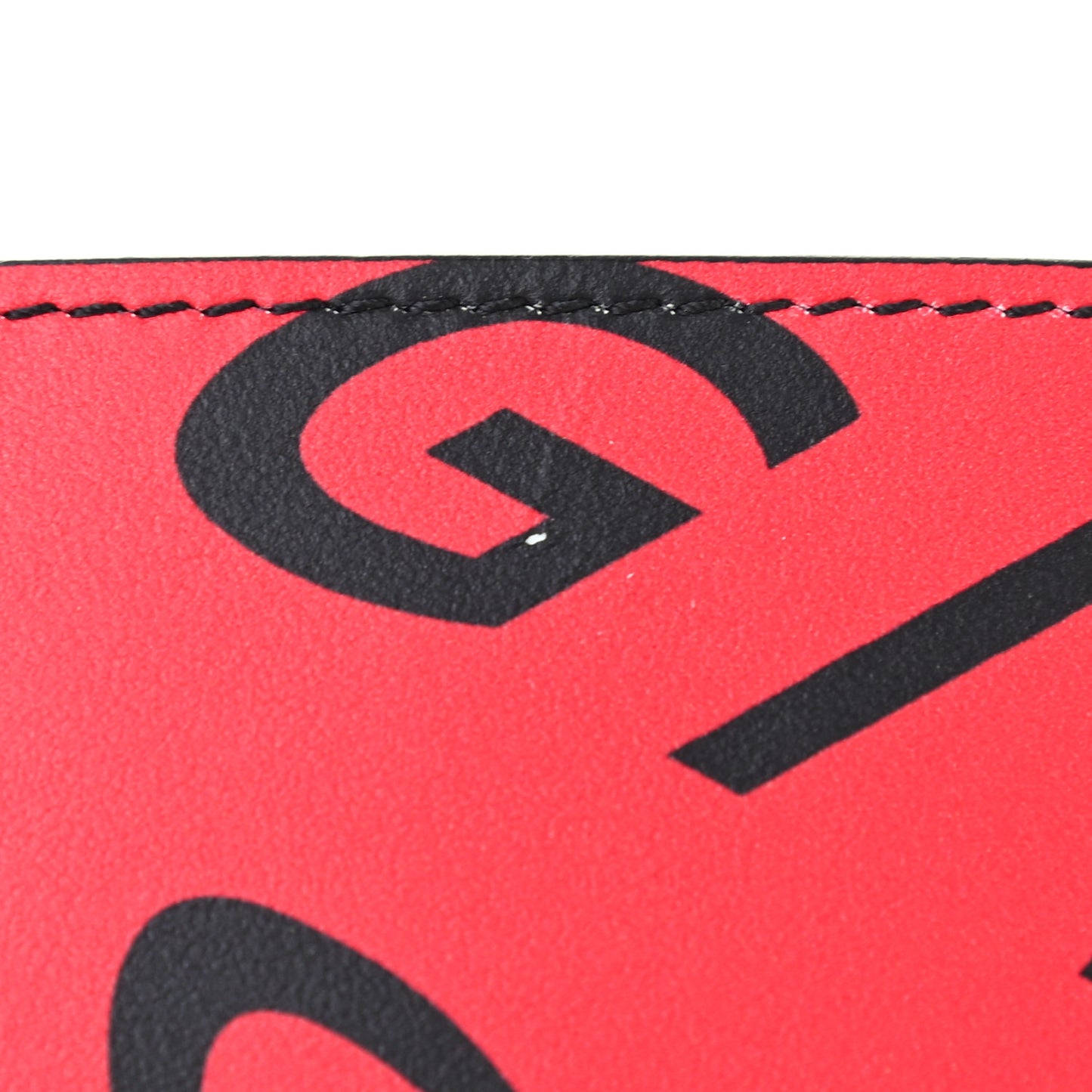 Lambskin logo Printed Card Holder Red Black