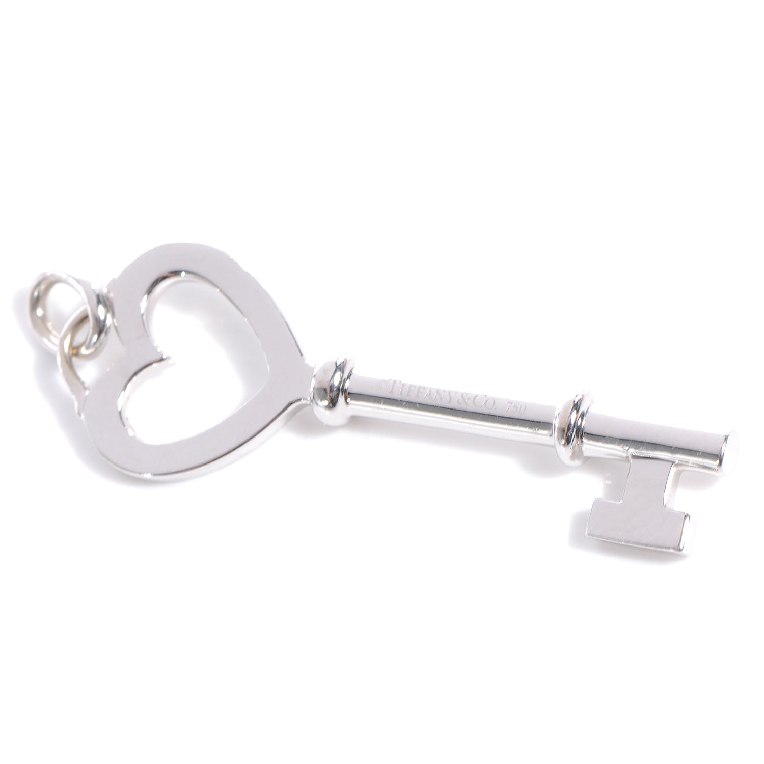 Tiffany 18k White Gold and Diamond Mini Heart Key Pendant 4 of 6