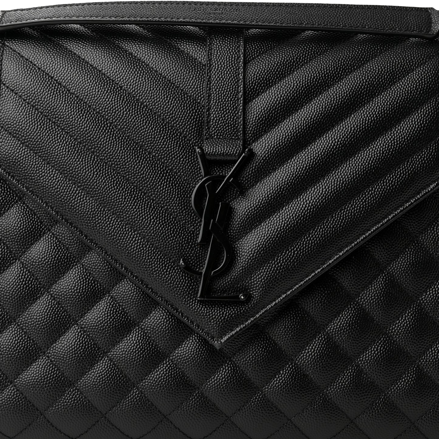 Grain De Poudre Textured Mixed Matelasse Large Triquilt Monogram Monochrome Satchel Black