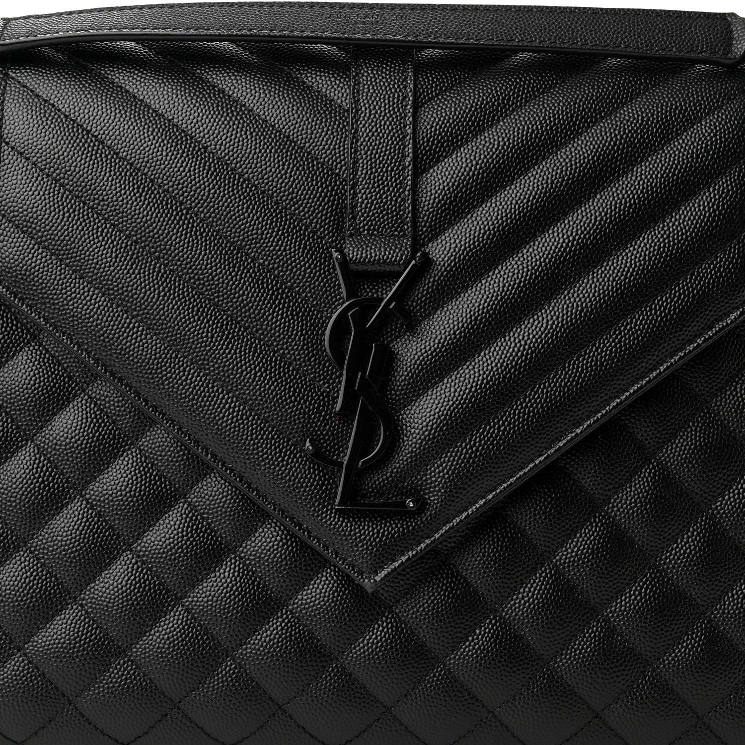 Saint Laurent Grain De Poudre Textured Mixed Matelasse Large Triquilt Monogram Monochrome Satchel Black 8 of 10