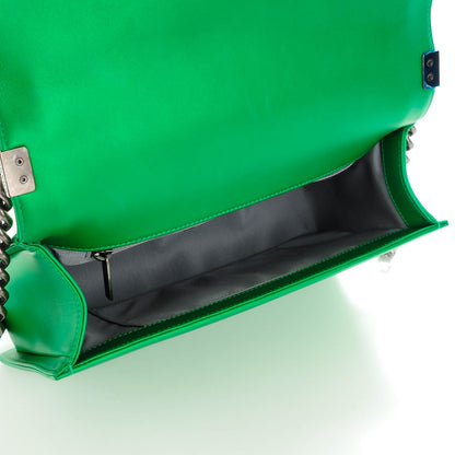 Chanel Metallic Calfskin Quilted Medium Boy Flap Green 5 of 7
