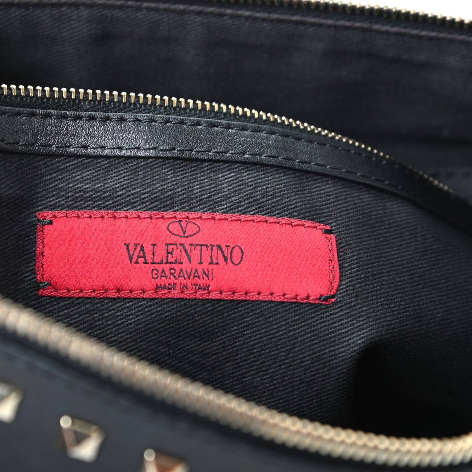 Valentino Garavani Vitello Large Rockstud Zip Wristlet Pouch Black 6 of 6
