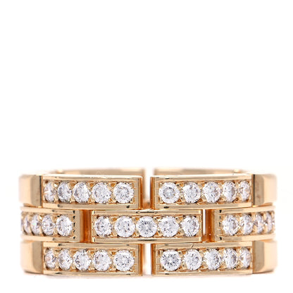 Cartier 18K Yellow Gold Diamond Maillon Panthere 3 Half Rows Paved Ring 51 5.75 2 of 8