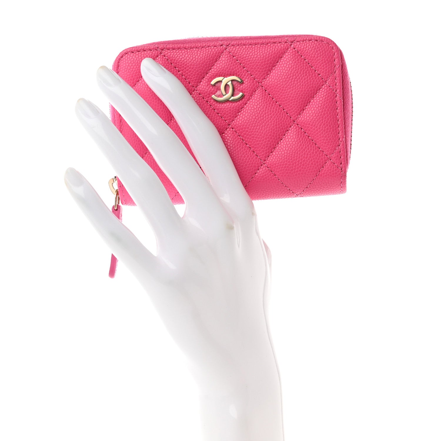 Chanel Caviar Quilted Zip Coin Purse Dark Pink 2 of 8