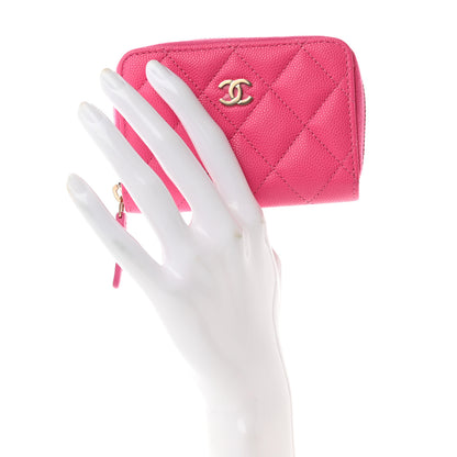 Chanel Caviar Quilted Zip Coin Purse Dark Pink 2 of 8
