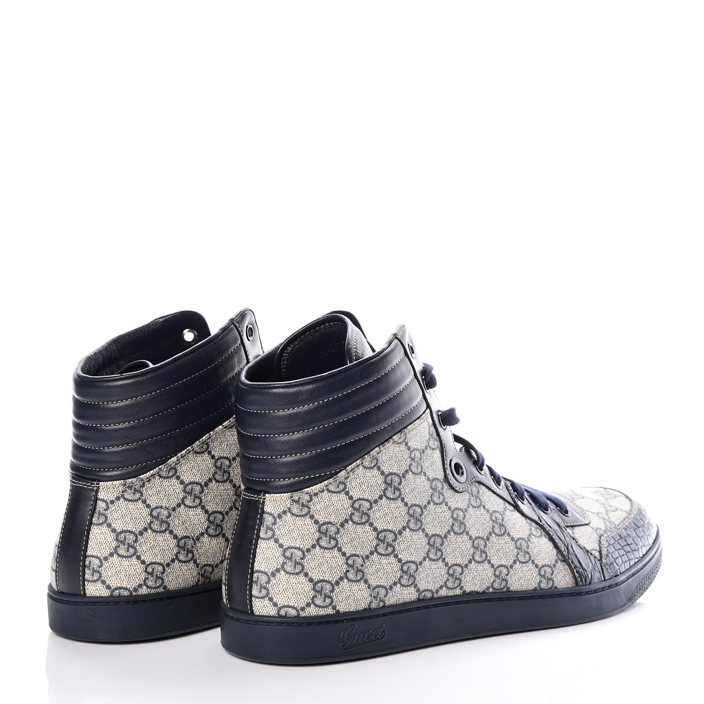 GG Plus Monogram Crocodile Mens Coda Sneakers 13.5 Blue