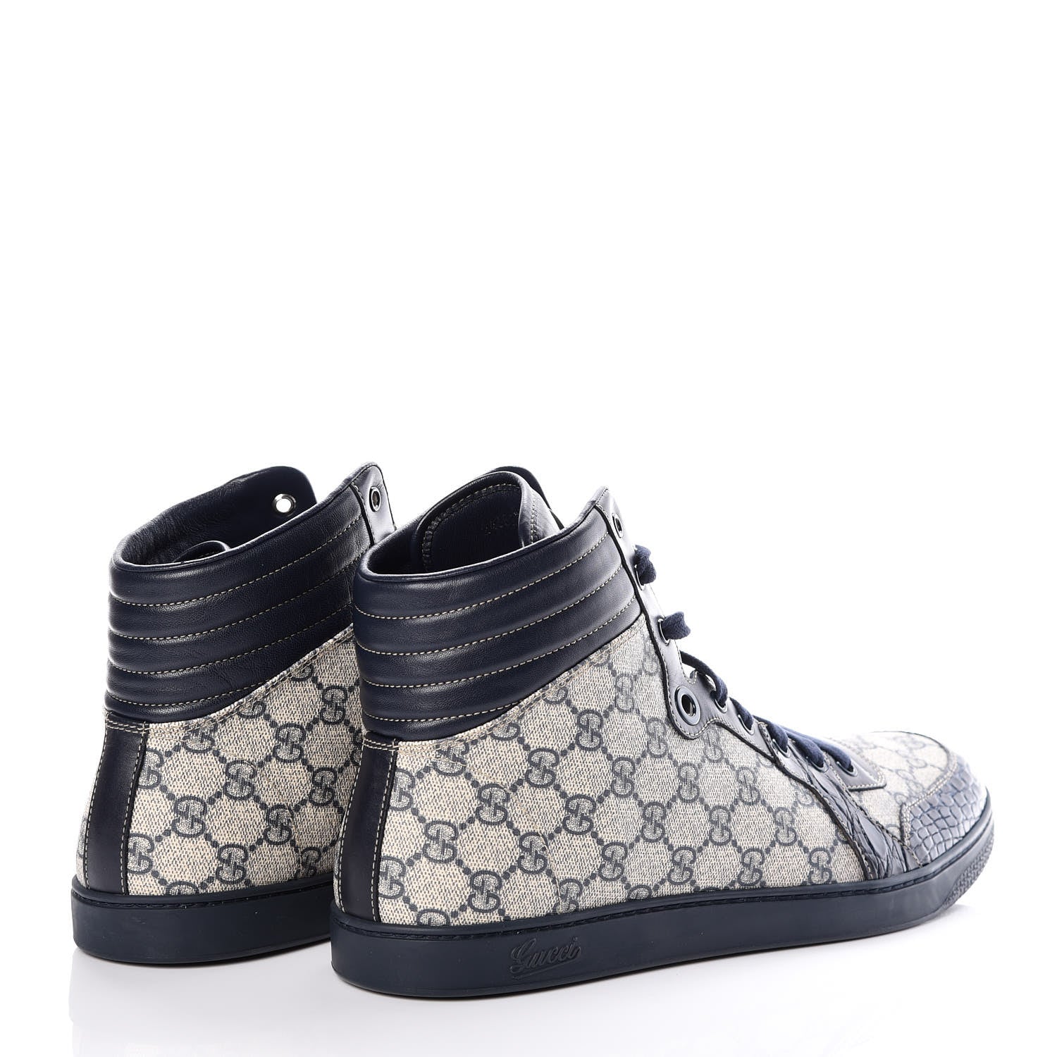 Gucci GG Plus Monogram Crocodile Mens Coda Sneakers 13.5 Blue 4 of 10