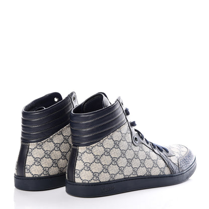 Gucci GG Plus Monogram Crocodile Mens Coda Sneakers 13.5 Blue 4 of 10