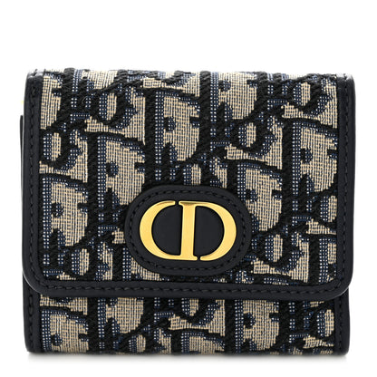 Christian Dior Oblique 30 Montaigne Lotus Wallet Blue 1 of 6
