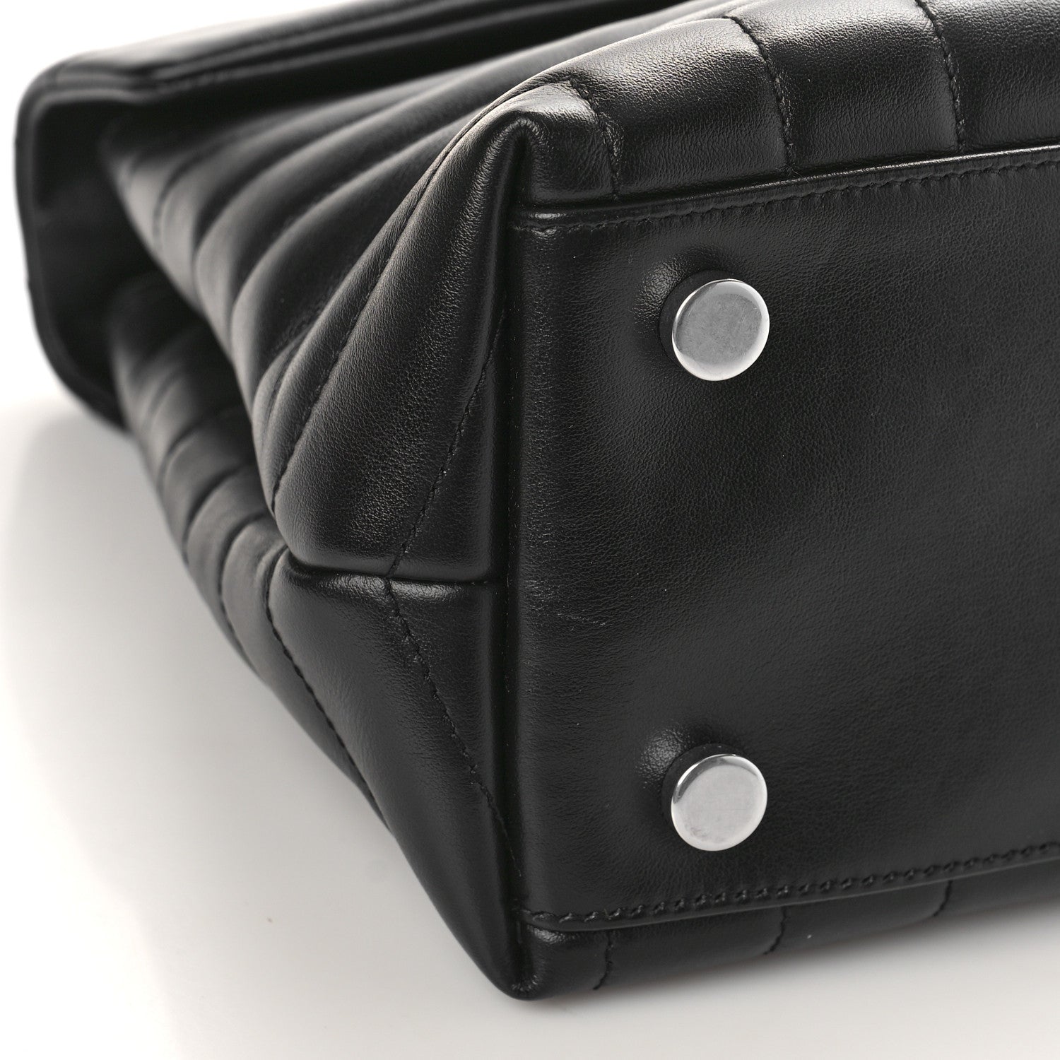 Saint Laurent Calfskin Y Quilted Monogram Medium Loulou Satchel Black 8 of 9