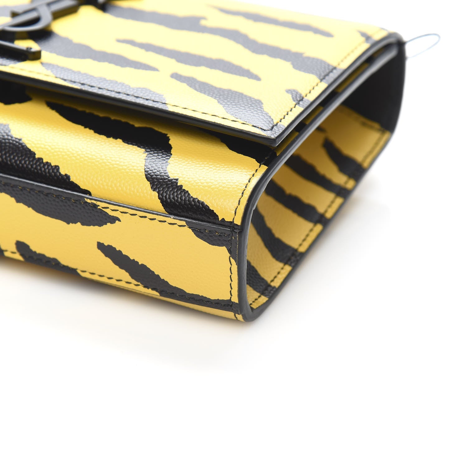 Saint Laurent Grain De Poudre Zebra Print Small Classic Monogram Kate Satchel Yellow 8 of 9