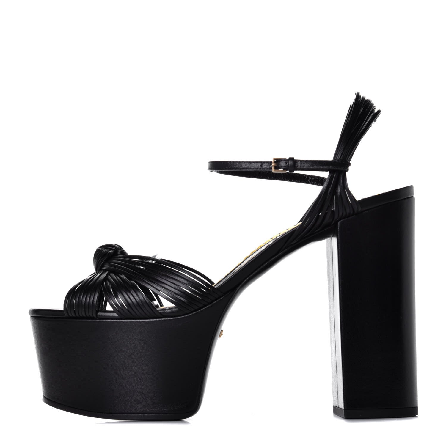 Gucci Malaga Kid Crawford Knotted Strap Platform Sandals 41 Black 1 of 8