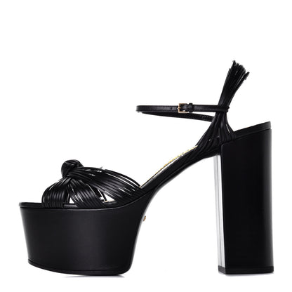 Gucci Malaga Kid Crawford Knotted Strap Platform Sandals 41 Black 1 of 8