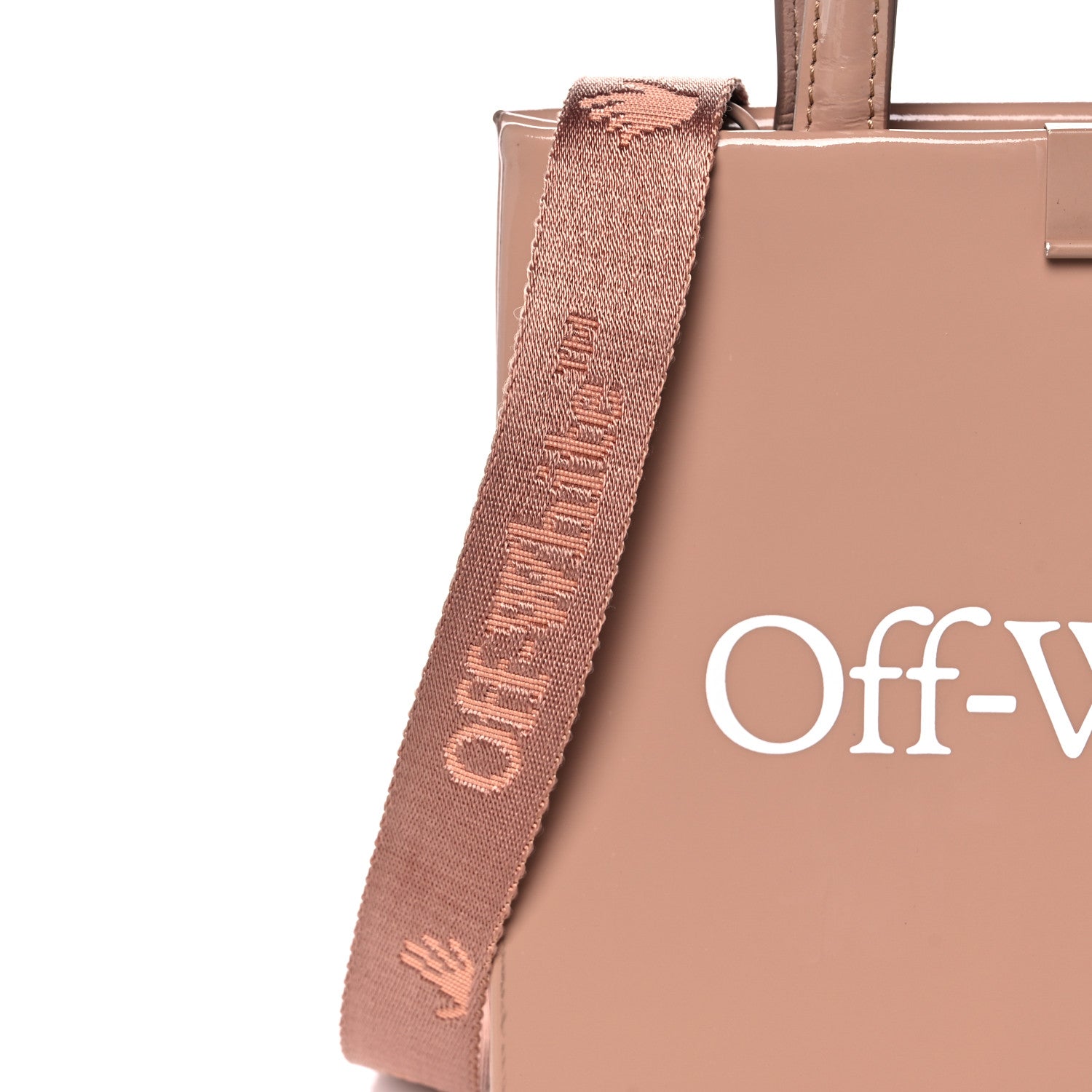 Off-White Patent Mini Box Bag Nude Beige 9 of 16