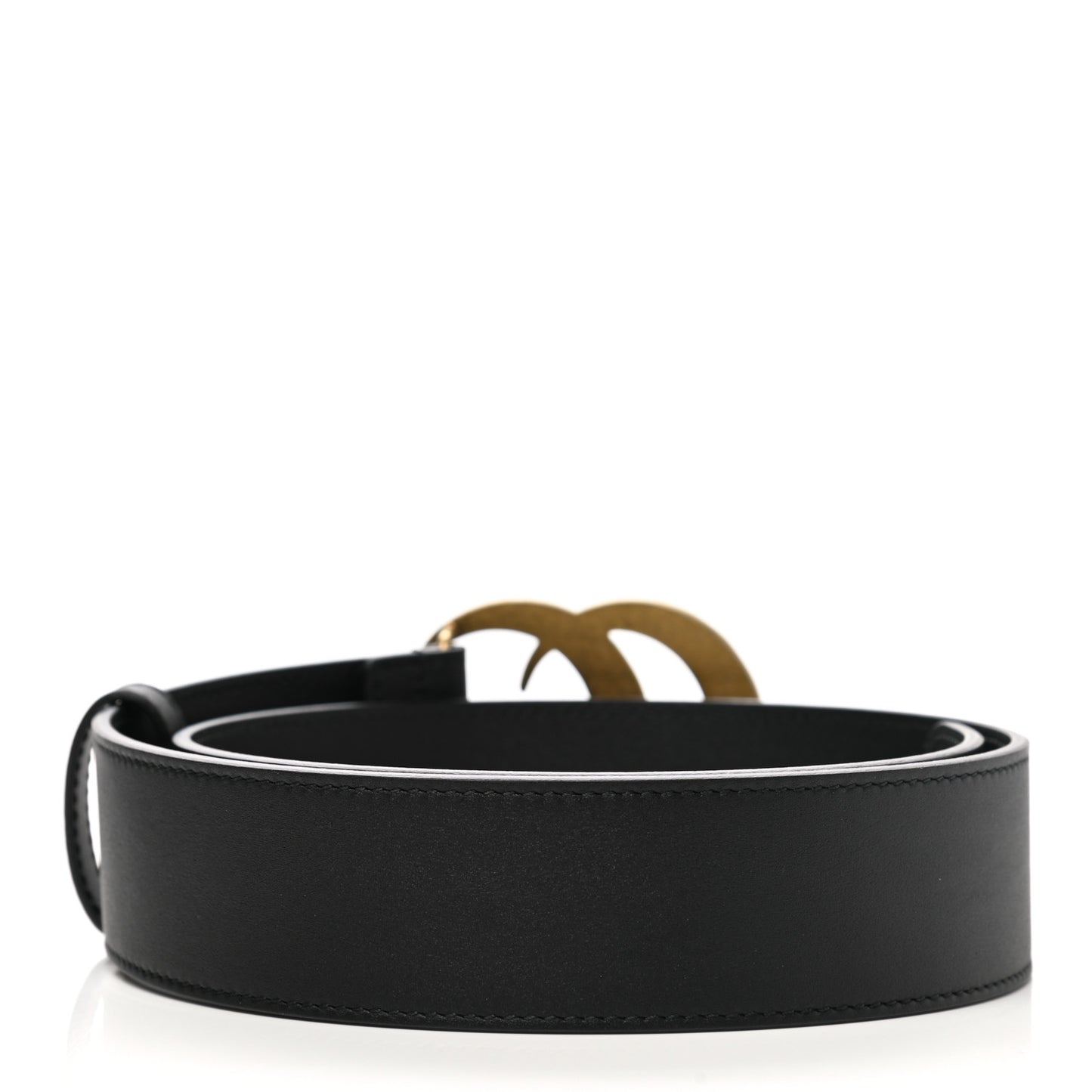 Moon Calfskin Pearl Double G 40mm Belt 70 28 Black Cream