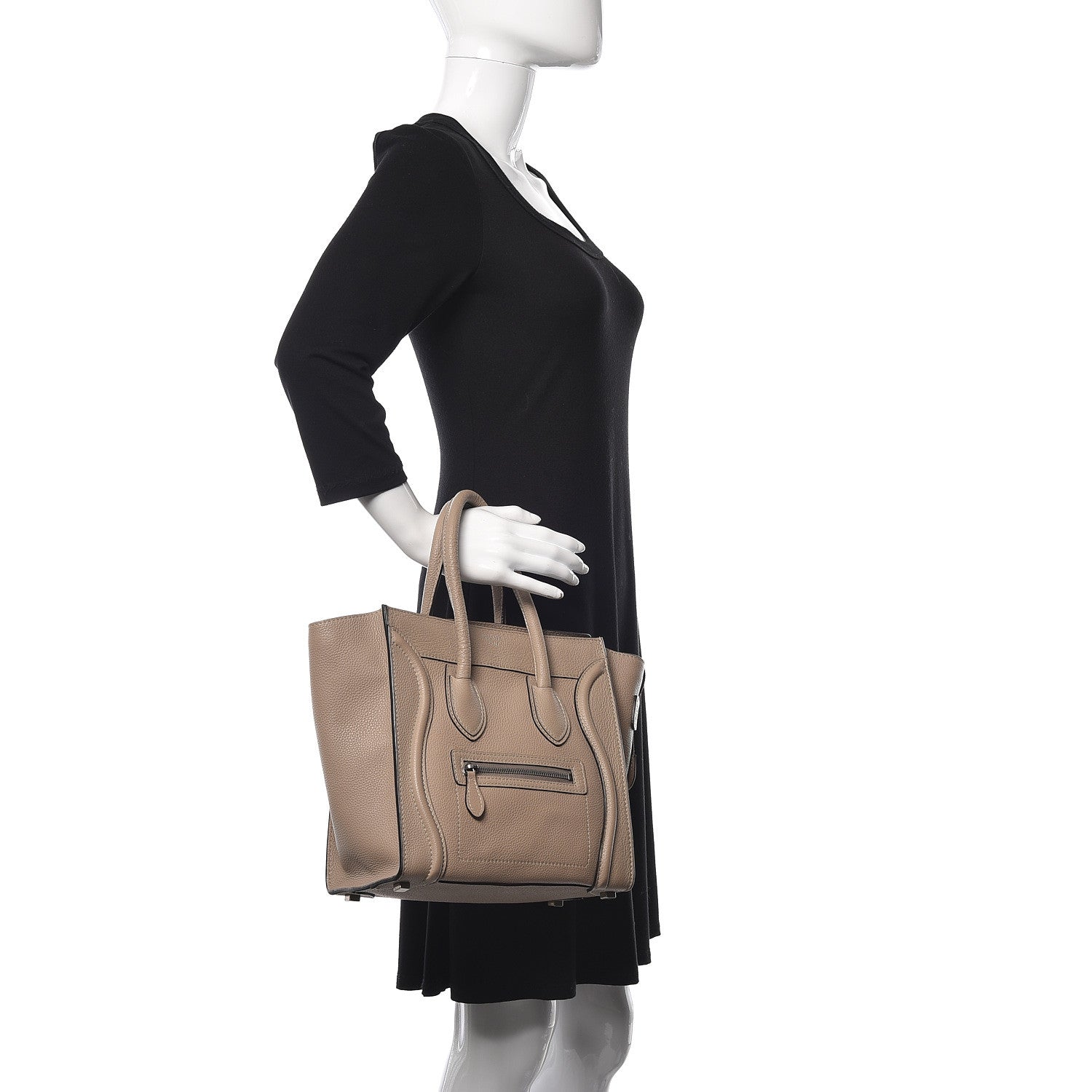 Celine Drummed Calfskin Micro Luggage Dune 2 of 13