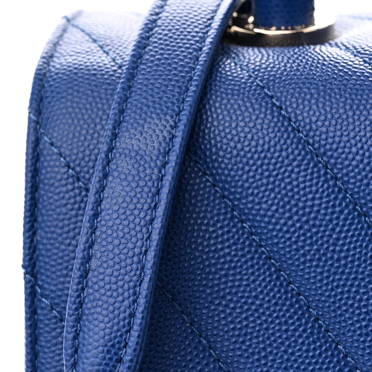 Chanel Caviar Chevron Quilted Small Coco Handle Flap Blue 11 of 12