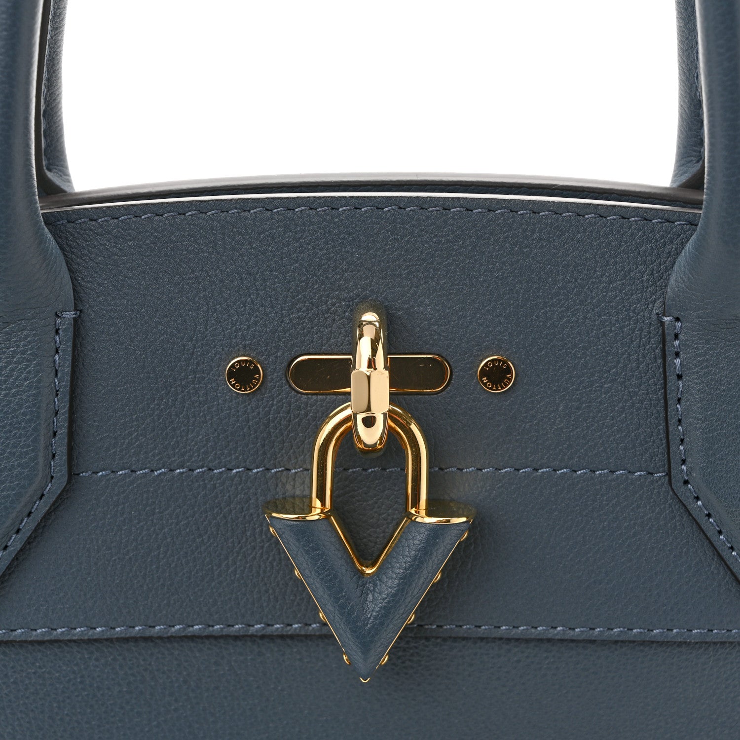 Louis Vuitton Grained Calfskin Steamer MM Blue 11 of 12
