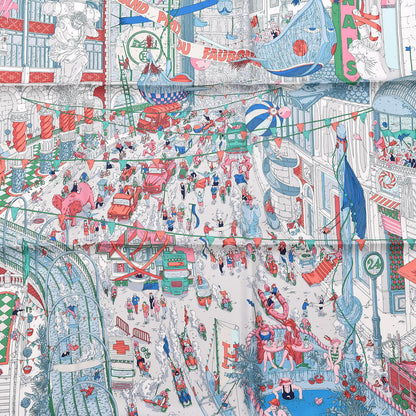 Hermes Silk Le Grand Prix du Faubourg Scarf 90 Bleu Rose Menthol 7 of 7