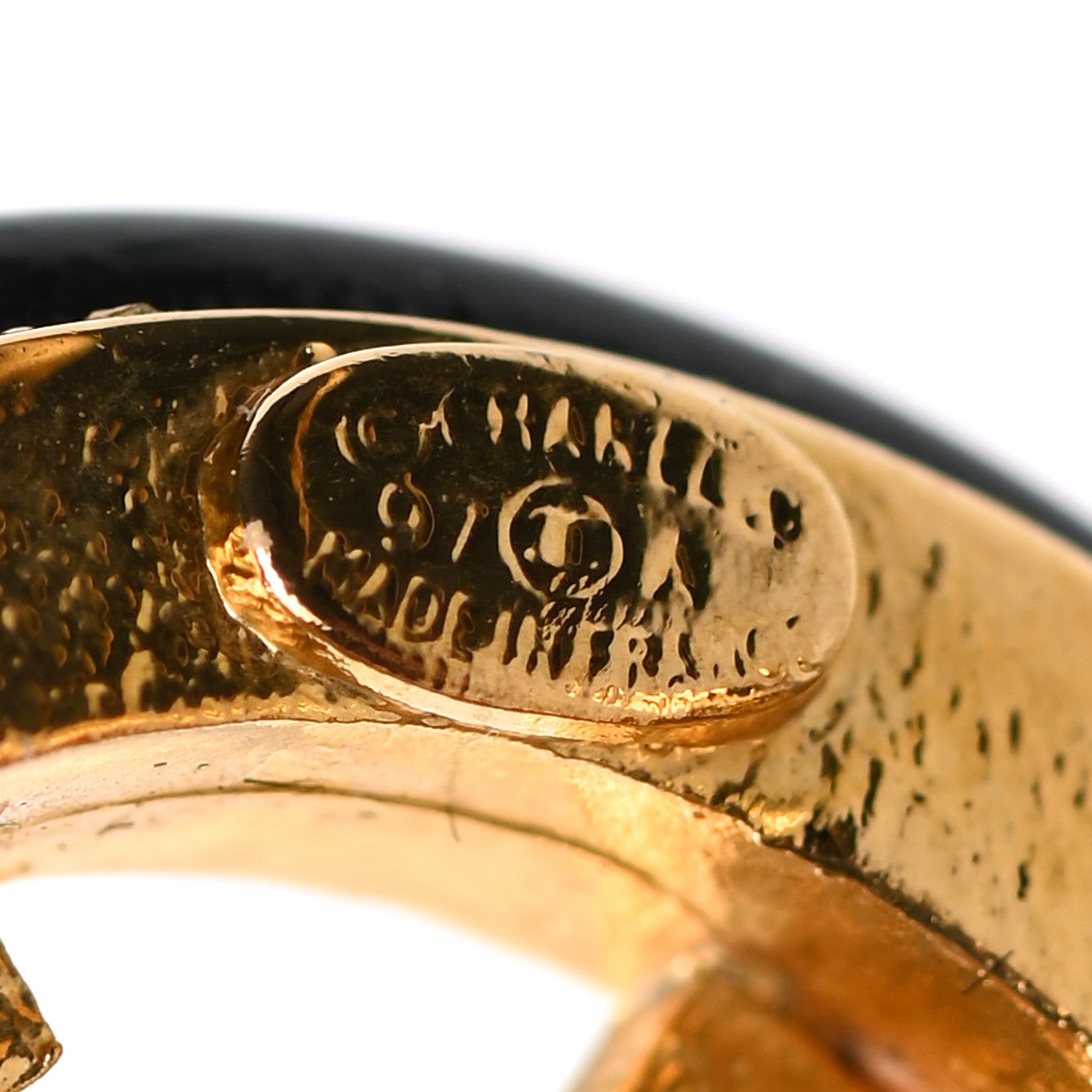 Chanel Resin CC Clip On Earrings Black Gold 4 of 4